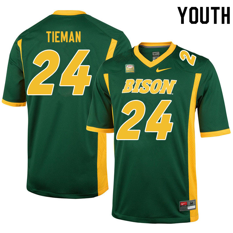 Youth #24 Dalton Tieman North Dakota State Bison College Football Jerseys Sale-Green